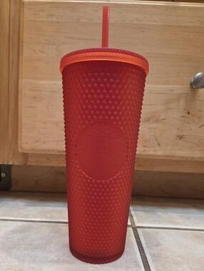 Starbucks Soft Touch Red Studded Tumbler with Straw